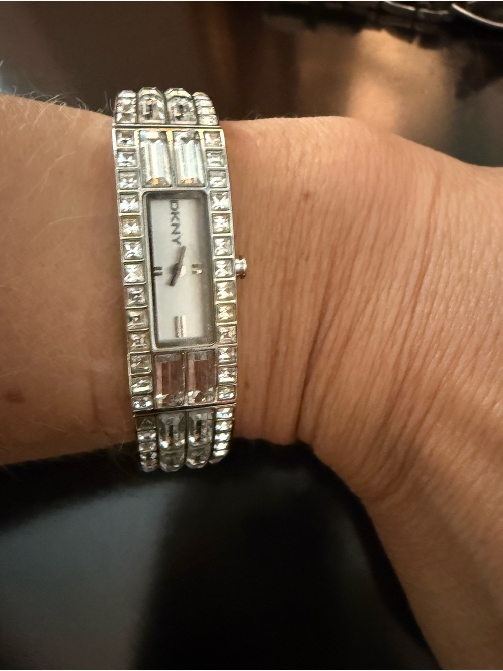 DKNY Silver Crystal Bangle Bracelet Watch